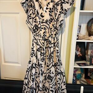 Floral Black and Cream Dress